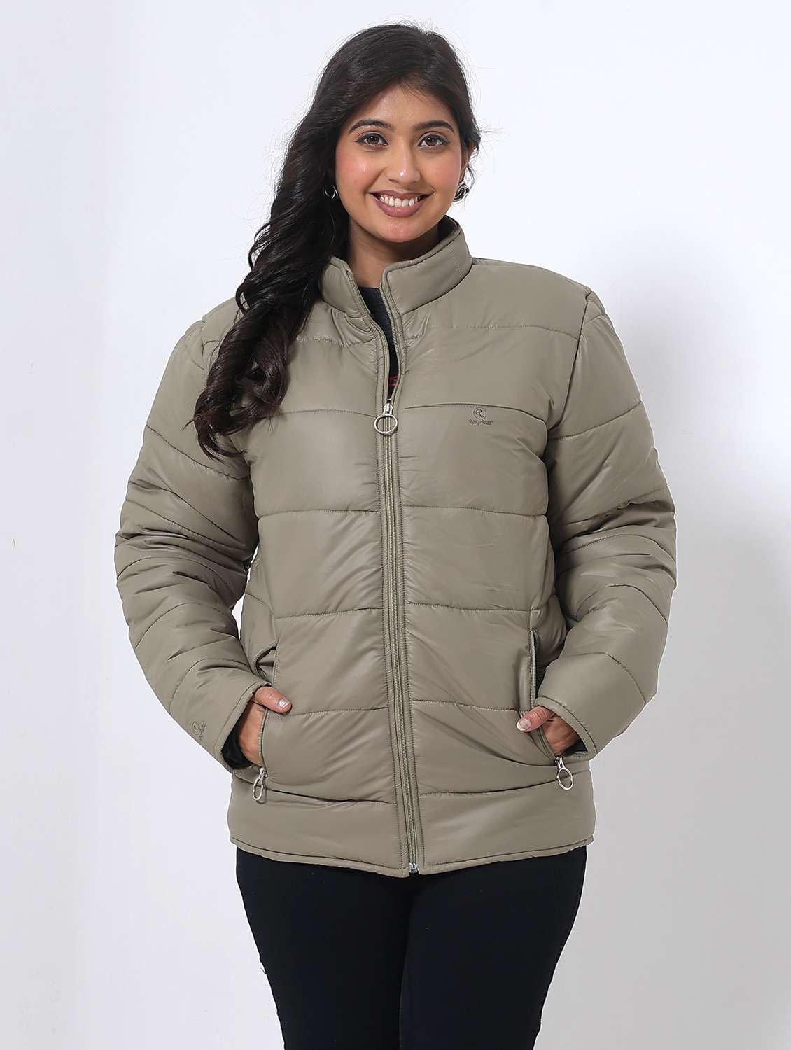 women long sleeve back print puffer jacket - 22162291 -  Standard Image - 1