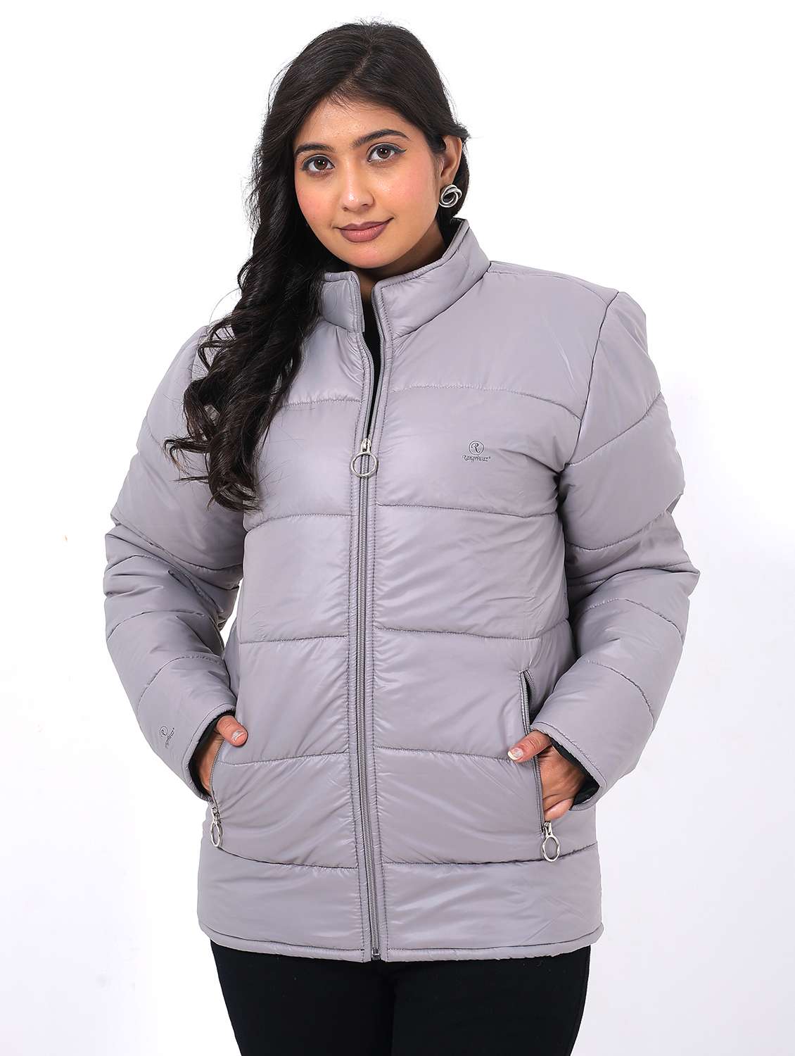 women long sleeve back print puffer jacket - 22162292 -  Standard Image - 1