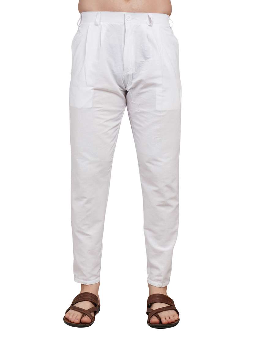 men solid mandarin neck kurta with trousers ethnic wear set - 22162294 -  Standard Image - 4