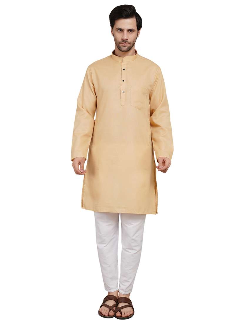 men solid mandarin neck kurta with trousers ethnic wear set - 22162295 -  Standard Image - 4