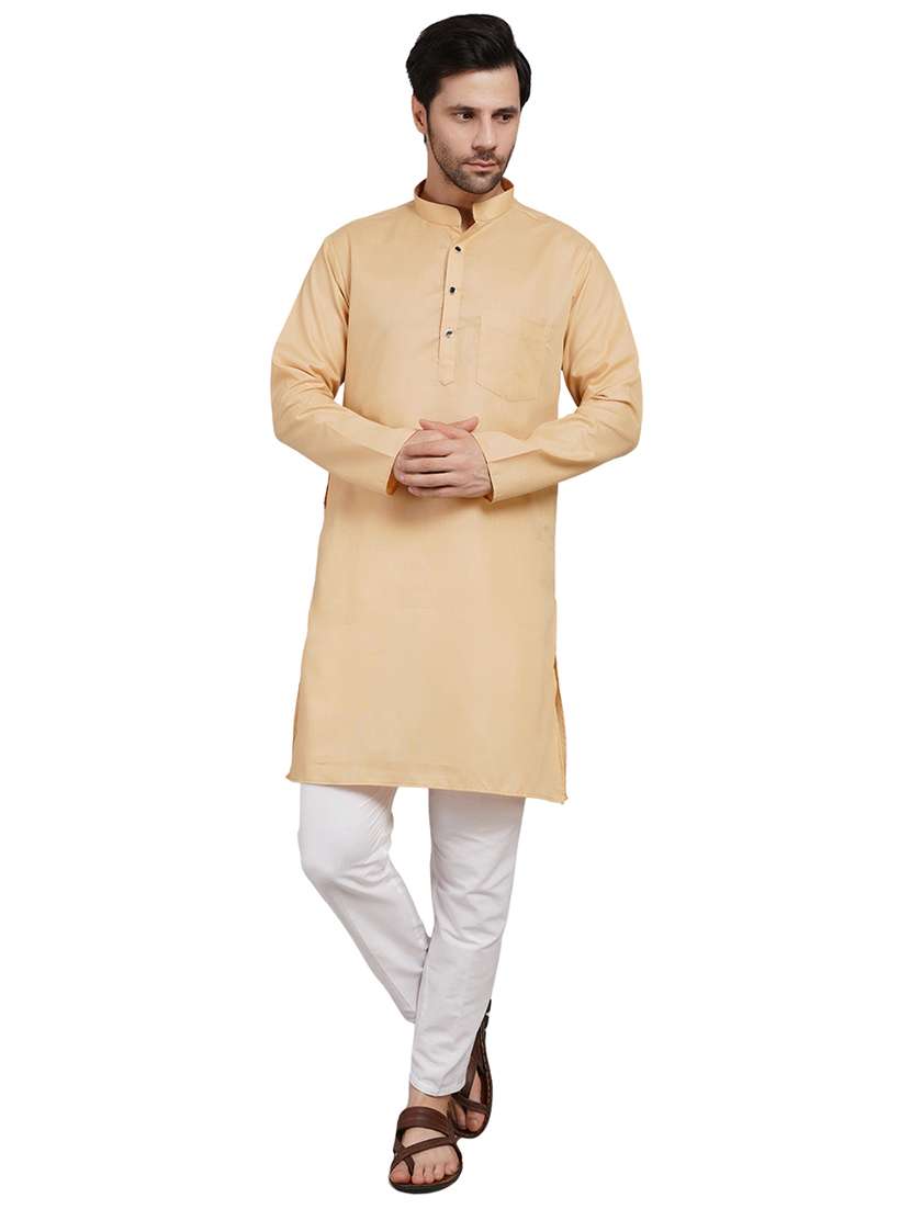 men solid mandarin neck kurta with trousers ethnic wear set - 22162295 -  Standard Image - 6