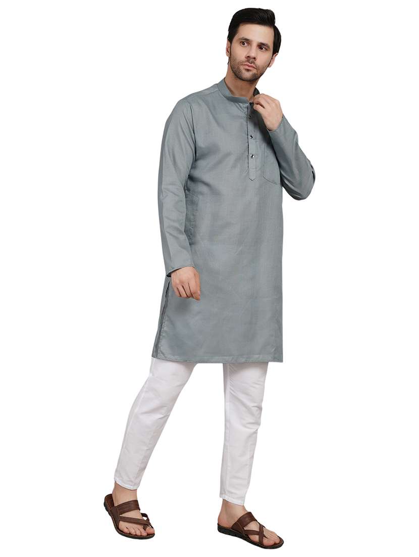 men solid mandarin neck kurta with trousers ethnic wear set - 22162296 -  Standard Image - 1
