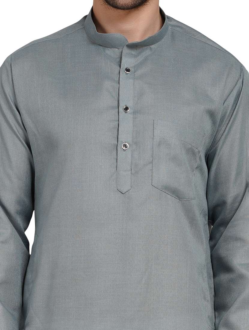 men solid mandarin neck kurta with trousers ethnic wear set - 22162296 -  Standard Image - 6