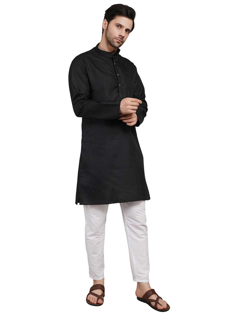 men solid mandarin neck kurta with trousers ethnic wear set - 22162297 -  Standard Image - 1