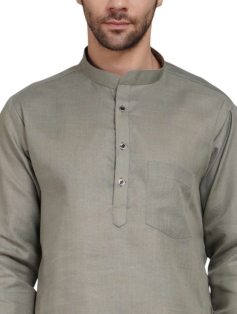 men solid mandarin neck kurta with trousers ethnic wear set - 22162298 -  Standard Image - 6