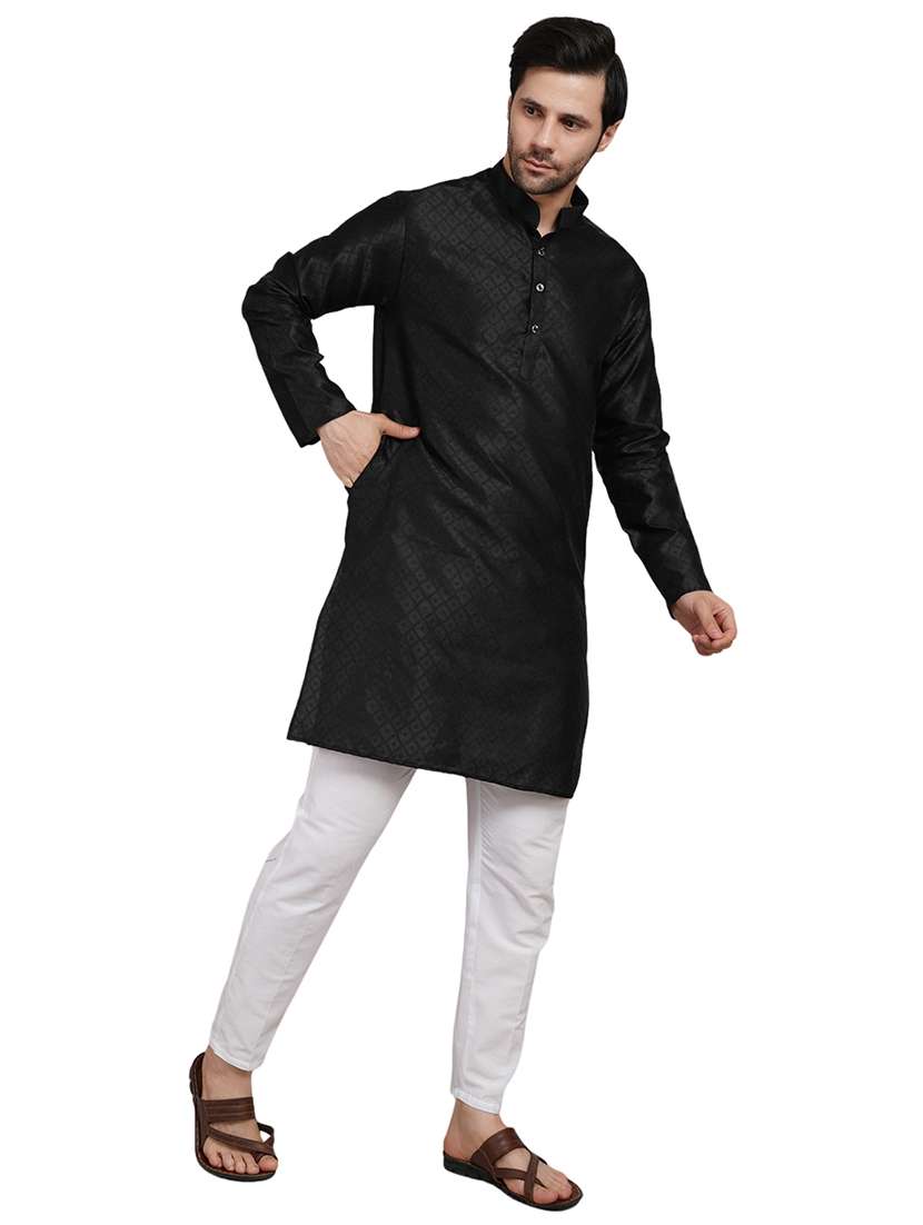 men self design mandarin neck kurta with trousers ethnic wear set - 22162300 -  Standard Image - 1