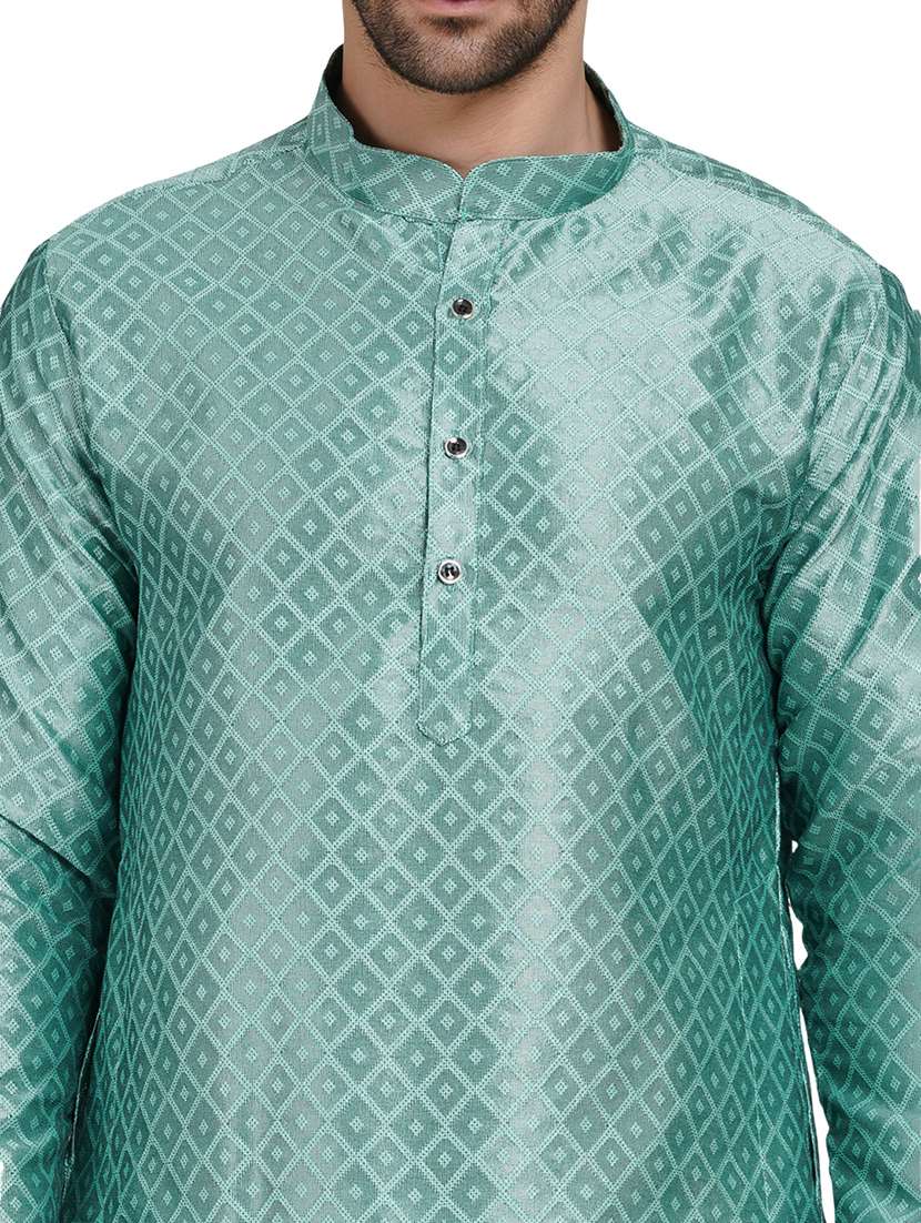 men self design mandarin neck kurta with trousers ethnic wear set - 22162359 -  Standard Image - 6