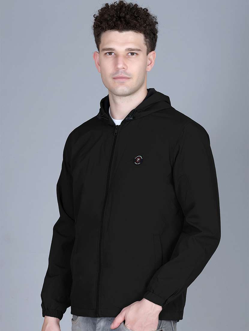 men solid long sleeve regualr fit hooded casual jacket - 22162372 -  Standard Image - 1