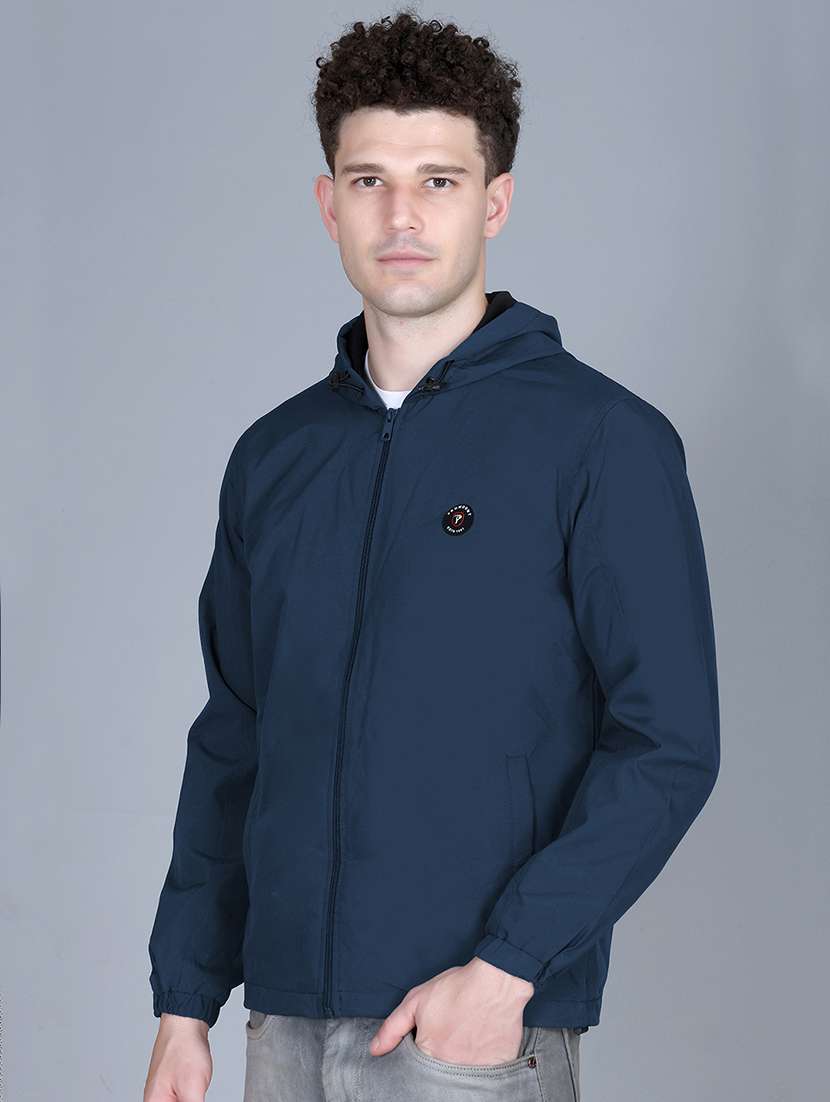 men solid long sleeve regualr fit hooded casual jacket - 22162373 -  Standard Image - 1