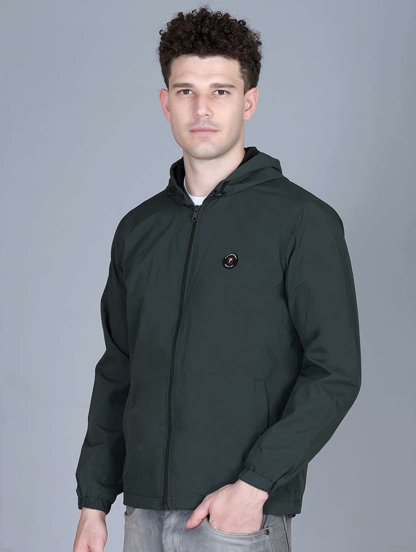 men solid long sleeve regualr fit hooded casual jacket - 22162375 -  Standard Image - 1