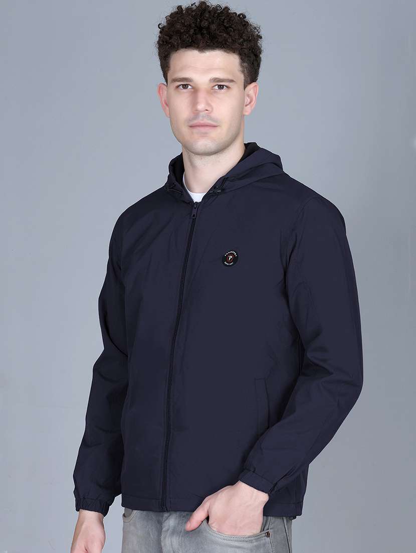 men solid long sleeve regualr fit hooded casual jacket - 22162377 -  Standard Image - 1