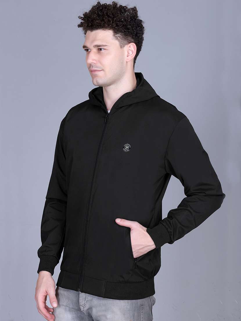 men solid long sleeve regualr fit hooded casual jacket - 22162378 -  Standard Image - 1