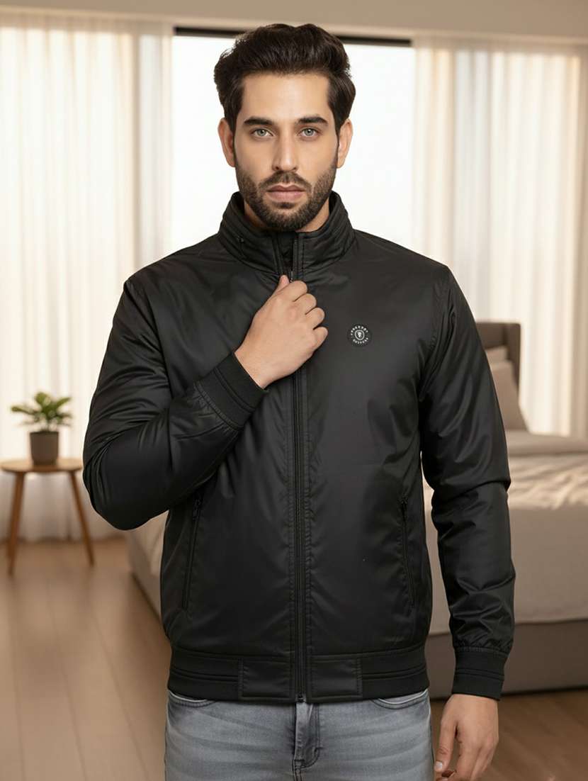 men solid long sleeve regualr fit casual jacket