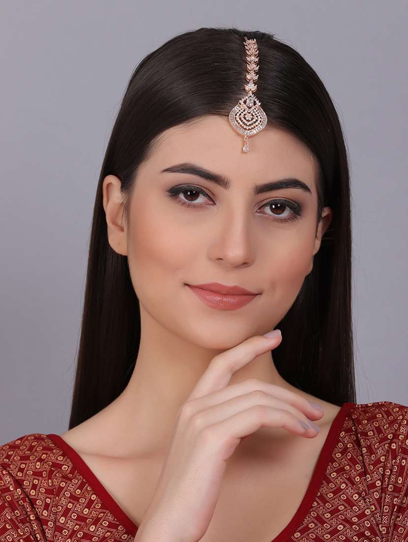 american diamond maang tikka wedding wear jewellery - 22162427 -  Standard Image - 1