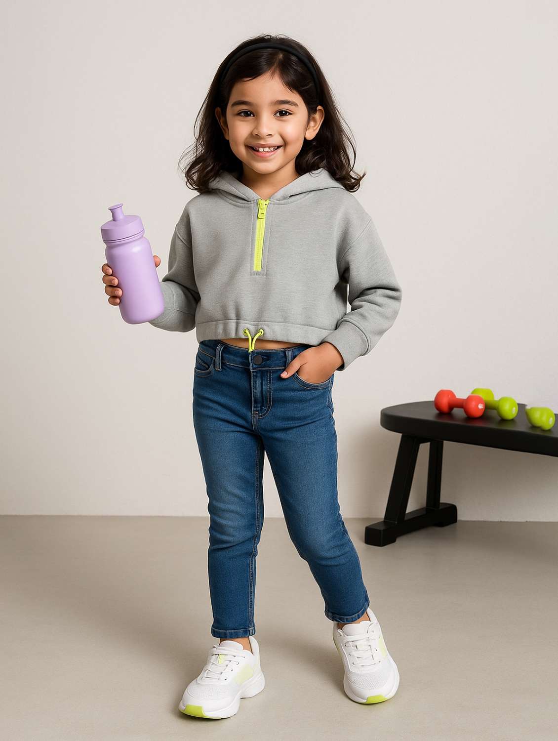 girls printed long sleeve cropped sweatshirt - 22162449 -  Standard Image - 1