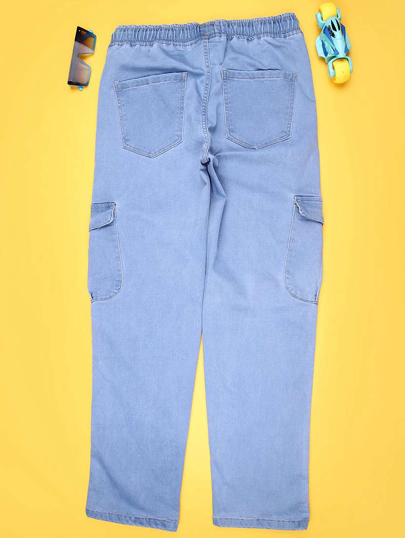 boys solid mid rise relaxed fit cargo - 22162461 -  Standard Image - 1