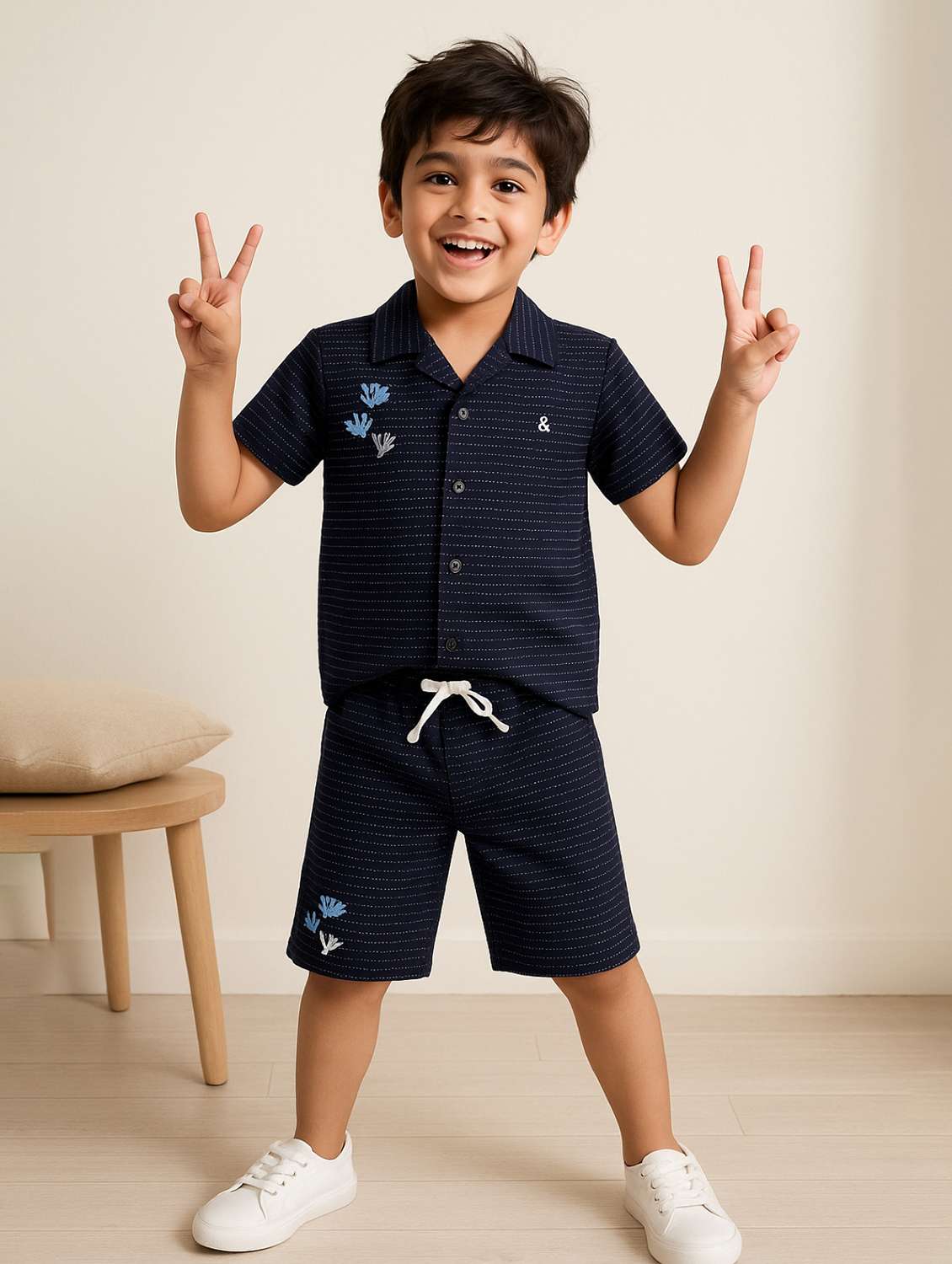 boys printed shirt and shorts co-ord set - 22162463 -  Standard Image - 1