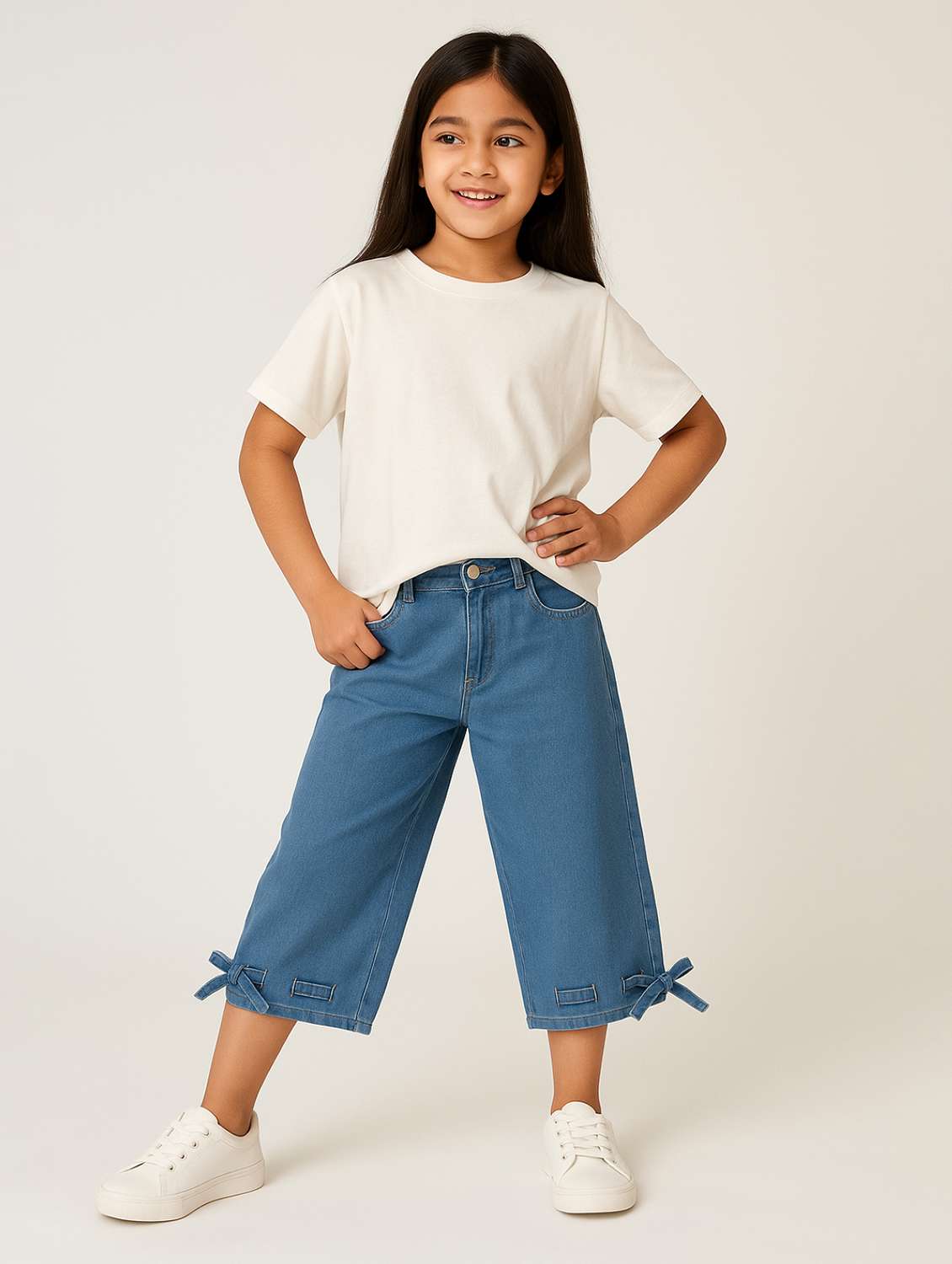 girls solid mid rise straight jean - 22162503 -  Standard Image - 1