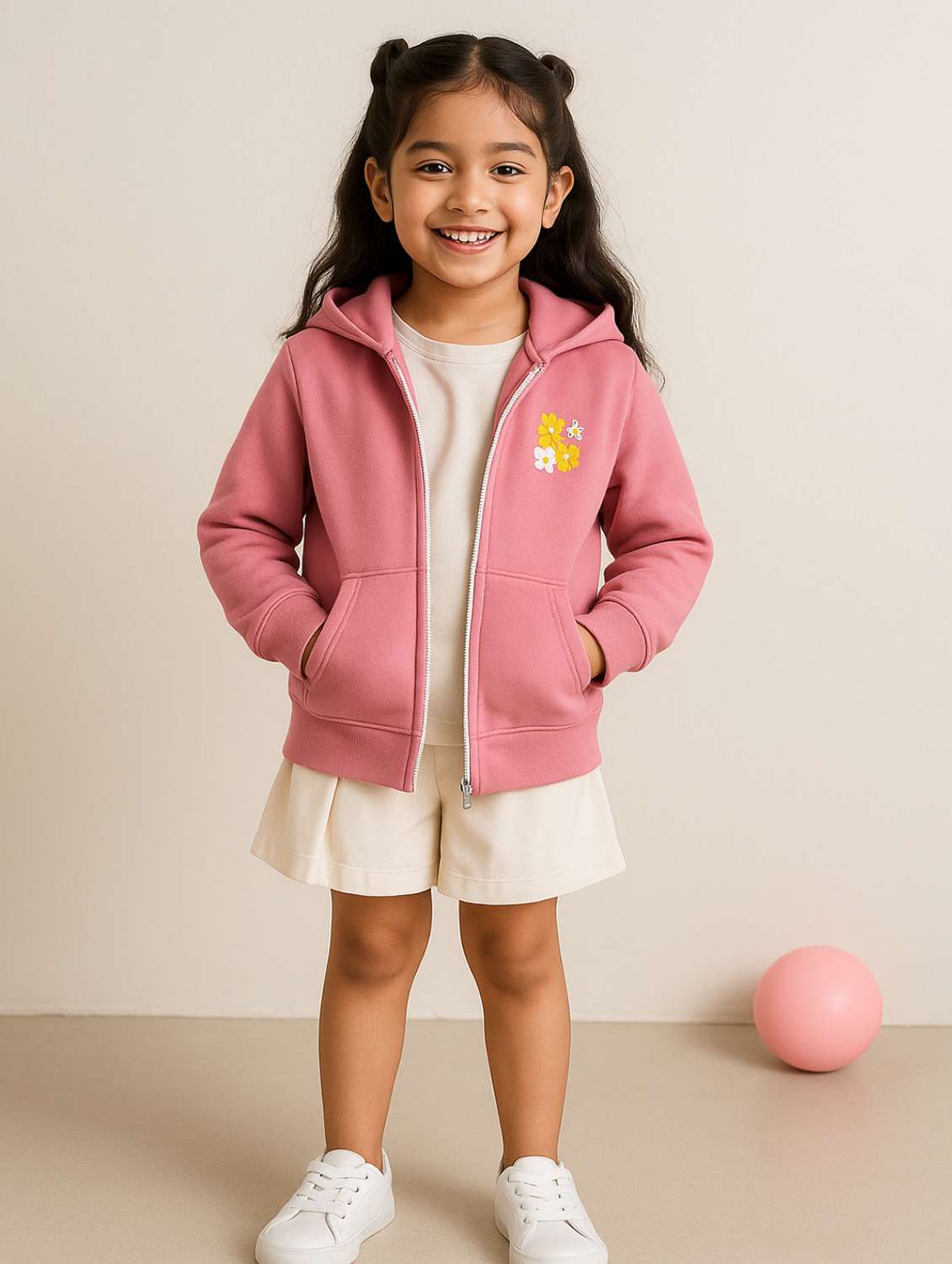 girls solid long sleeve hooded sweatshirt - 22162538 -  Standard Image - 1