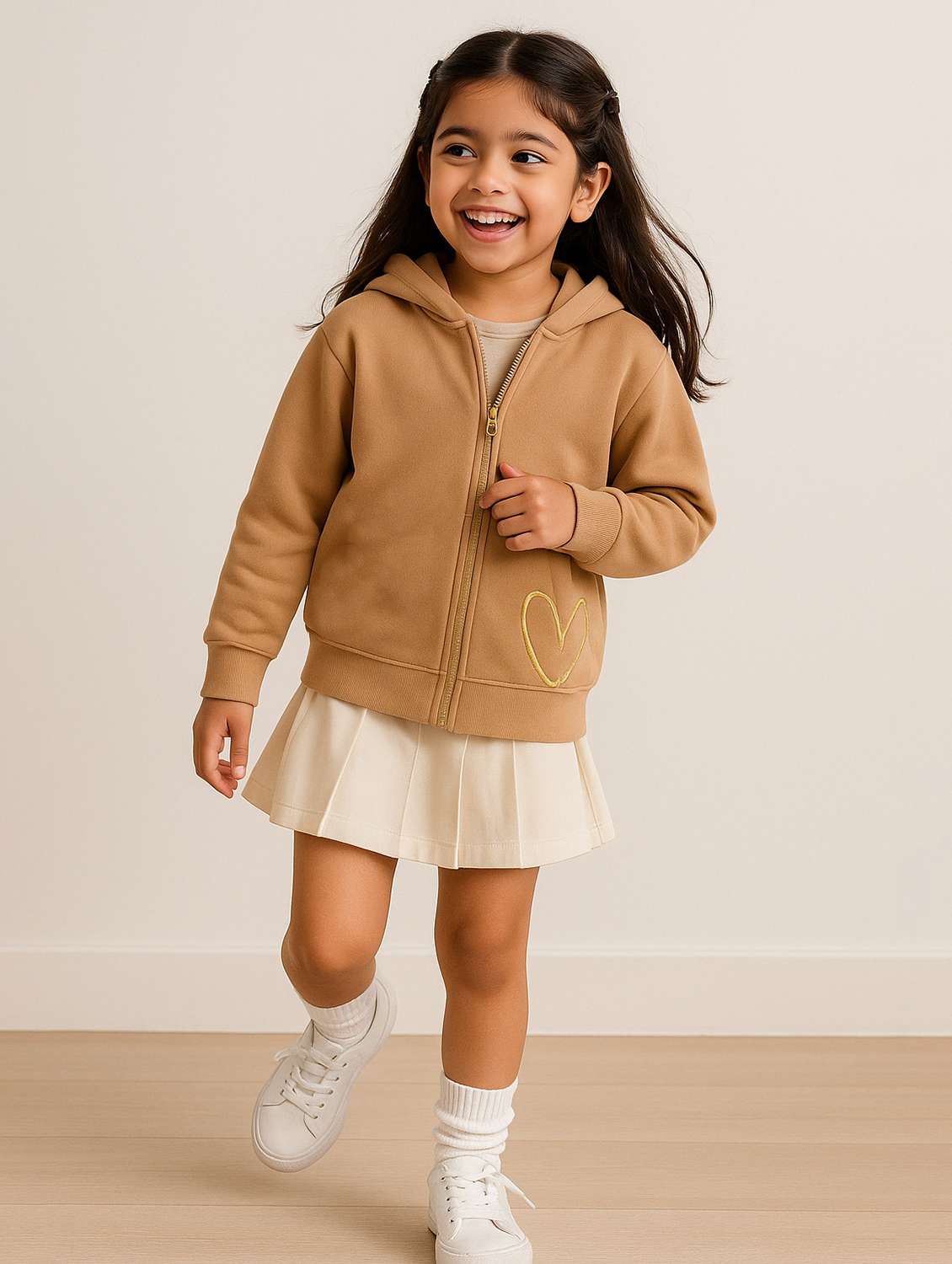 girls pink cotton blend solid casual sweatshirt - 22162539 -  Standard Image - 1