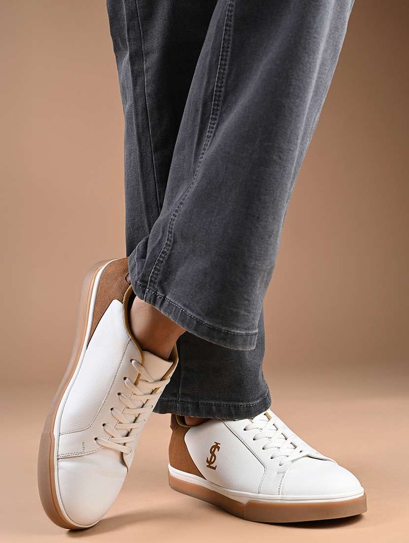 men white solid lace up sneaker - 22162544 -  Standard Image - 4
