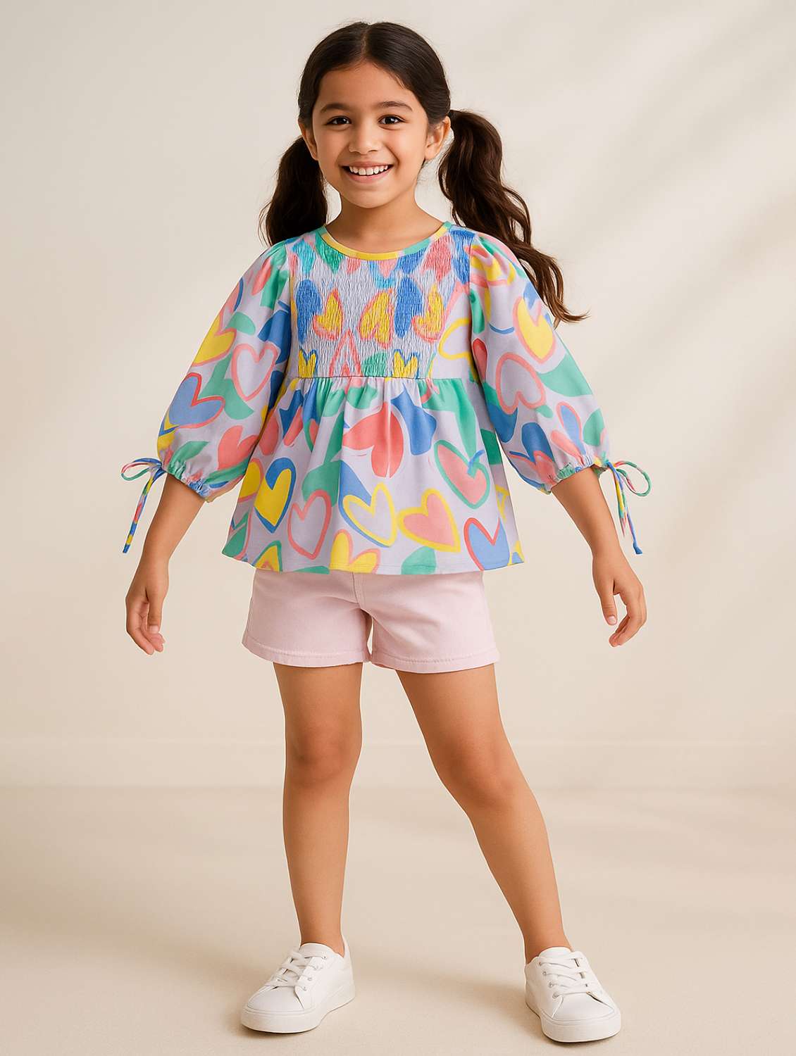 girls printed puff sleeve top - 22162552 -  Standard Image - 1