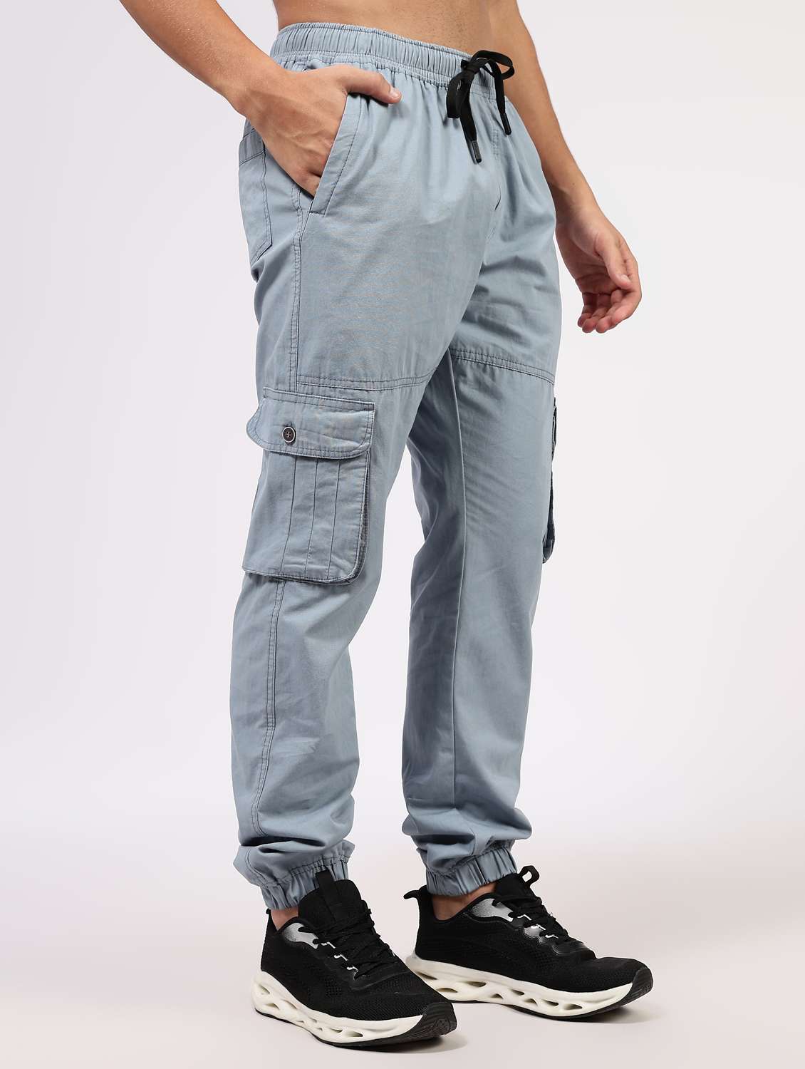 men solid mid rise regular fit cargo jogger - 22162557 -  Standard Image - 1