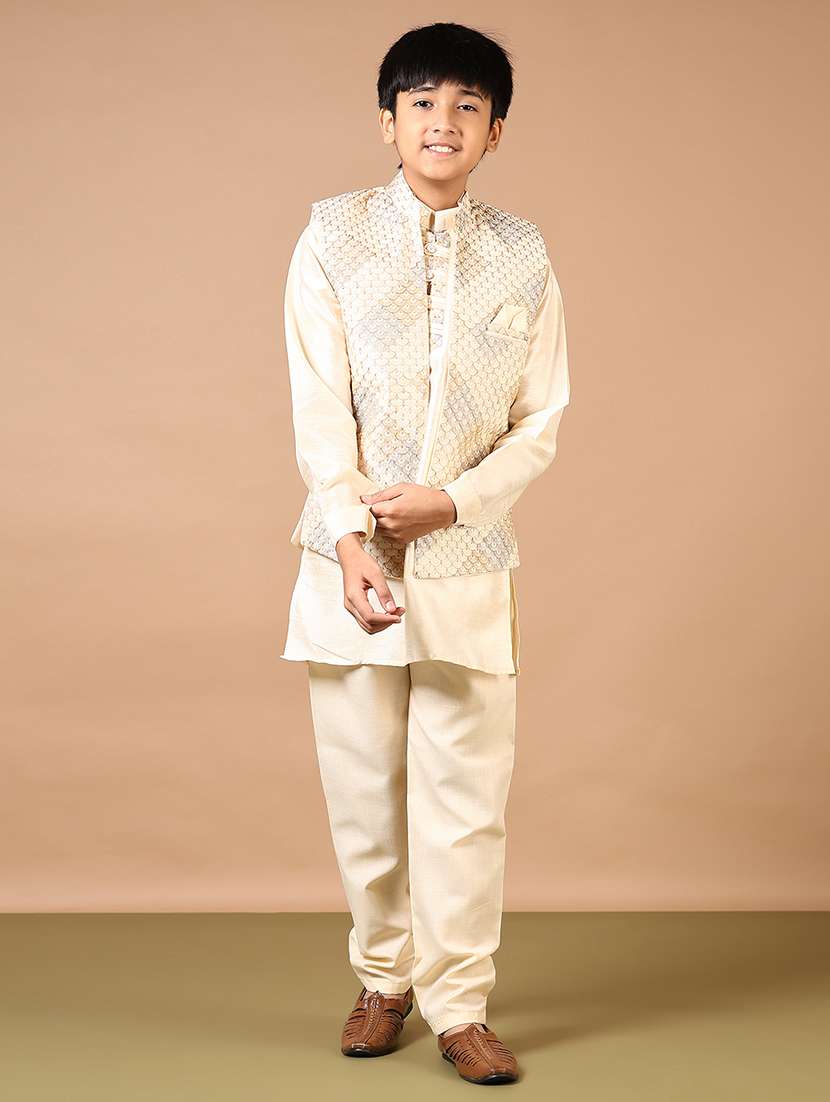 boys embroidered long sleeve kurta and pyjama set - 22162767 -  Standard Image - 1