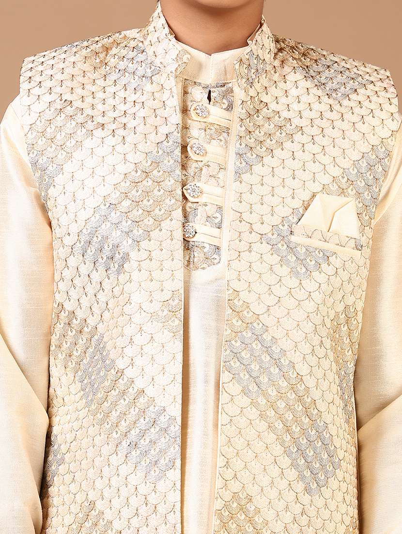 boys embroidered long sleeve kurta and pyjama set - 22162767 -  Standard Image - 4