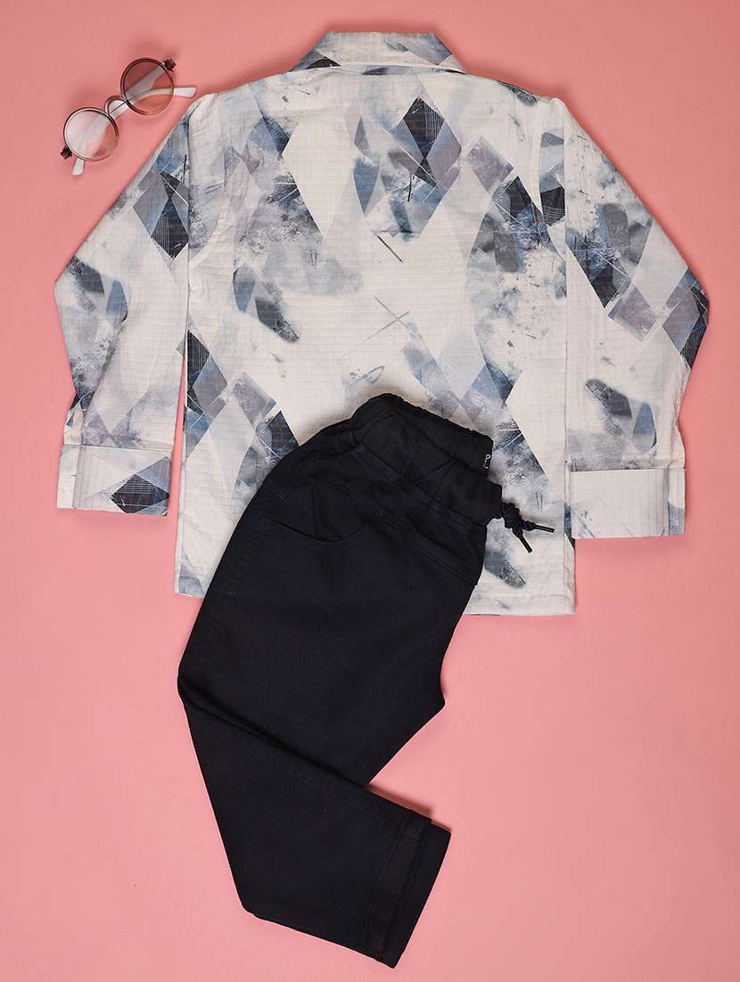 boys printed shirt & trouser co-ord set - 22162953 -  Standard Image - 1
