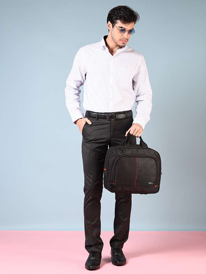 men solid mid rise flat front formal trouser - 22163007 -  Standard Image - 4