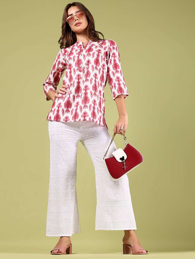 women ikat printed three quarter sleeve straight kurti - 22163281 -  Standard Image - 4