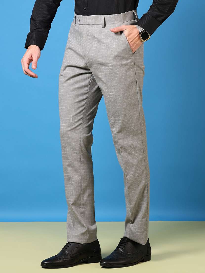 men solid mid rise flat front formal trouser - 22163350 -  Standard Image - 1
