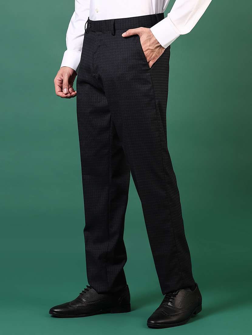 men checkered mid rise flat front formal trouser - 22163351 -  Standard Image - 1