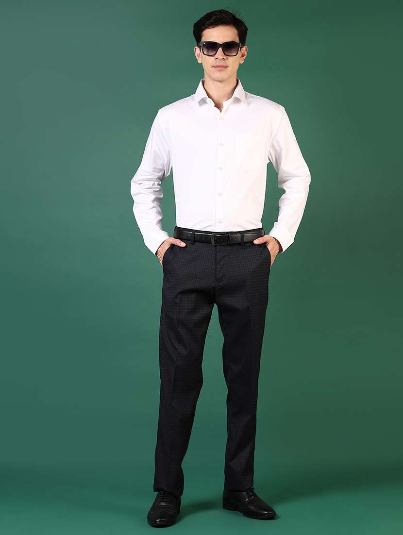 men checkered mid rise flat front formal trouser - 22163351 -  Standard Image - 4