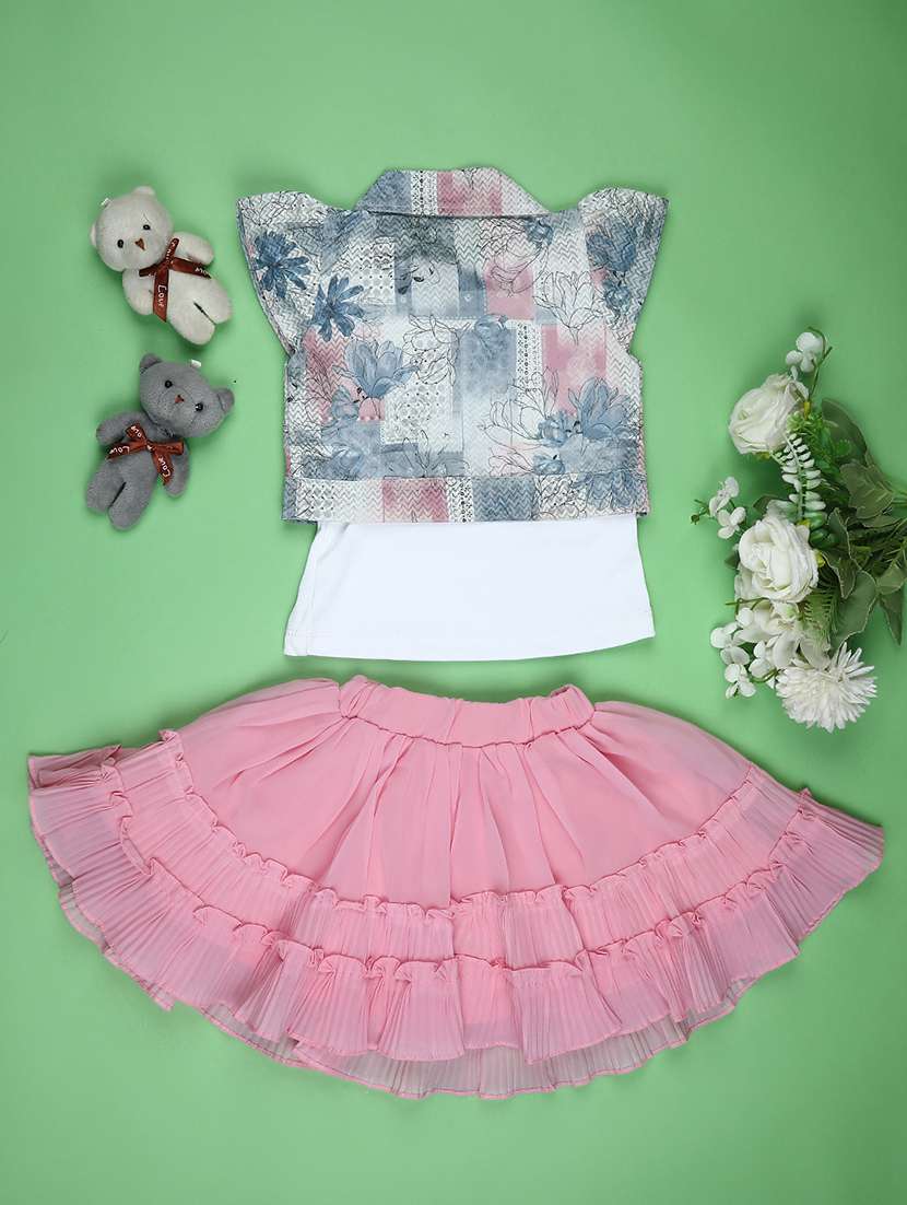 girls printed skirt and top co-ord set - 22163375 -  Standard Image - 1