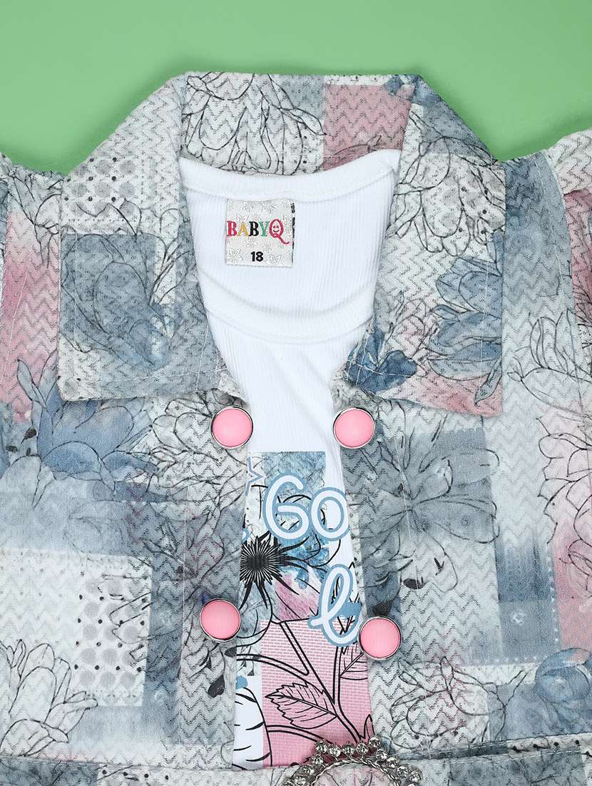 girls printed skirt and top co-ord set - 22163375 -  Standard Image - 4