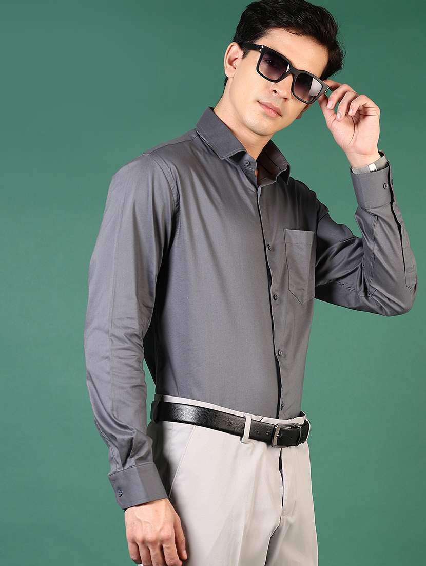men solid long sleeve regualr fit formal shirt - 22163387 -  Standard Image - 1