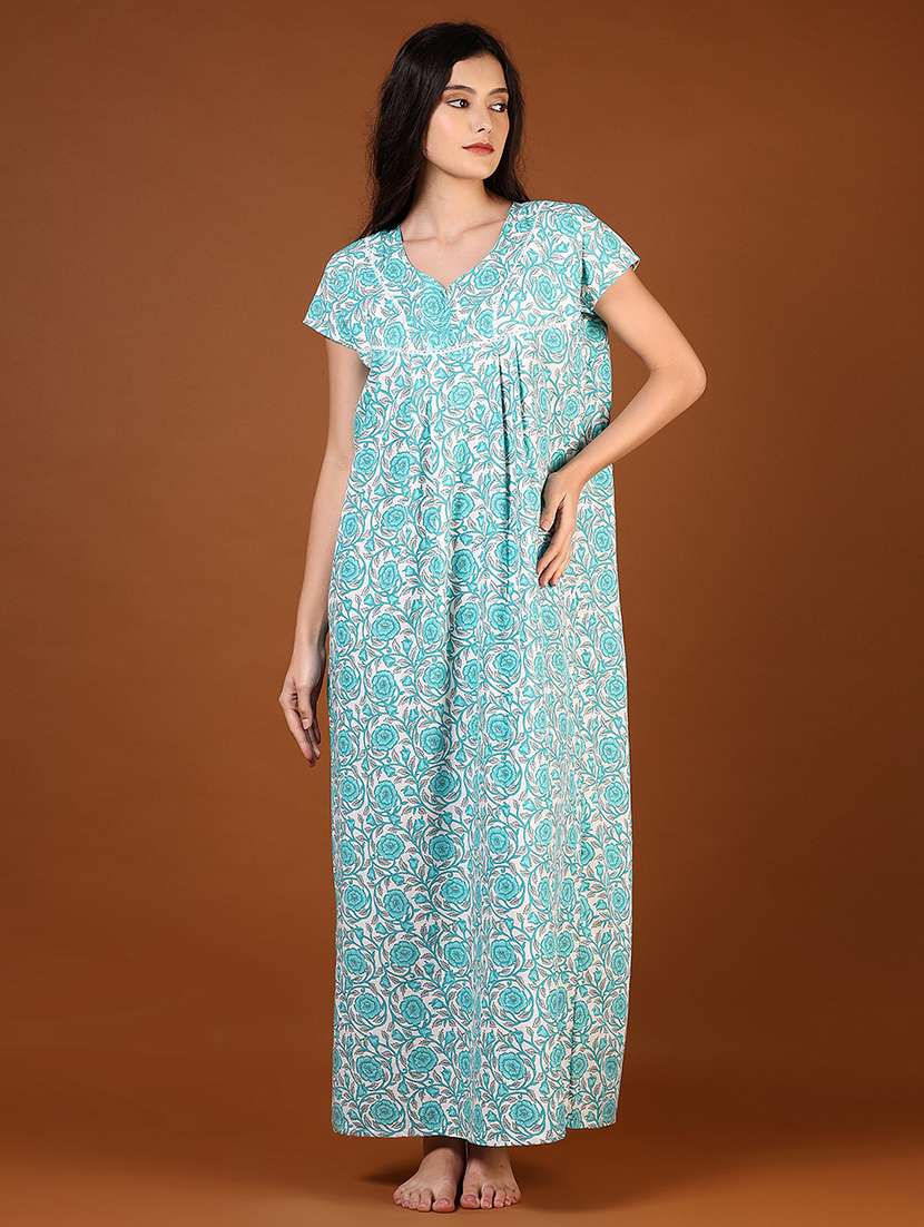 women printed short sleeve nighty - 22163422 -  Standard Image - 1