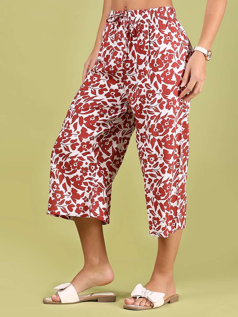 women printed mid rise relaxed fit capri - 22163423 -  Standard Image - 1