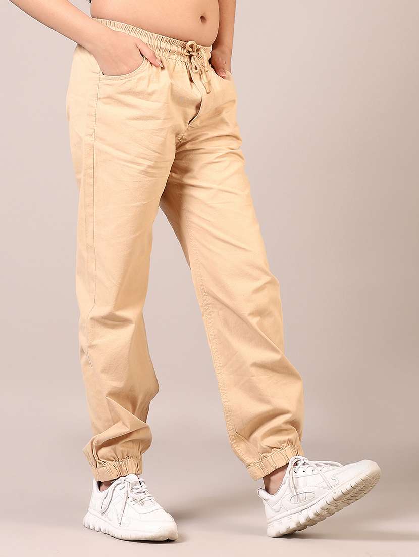 girls plain mid rise regular fit jogger - 22163431 -  Standard Image - 1