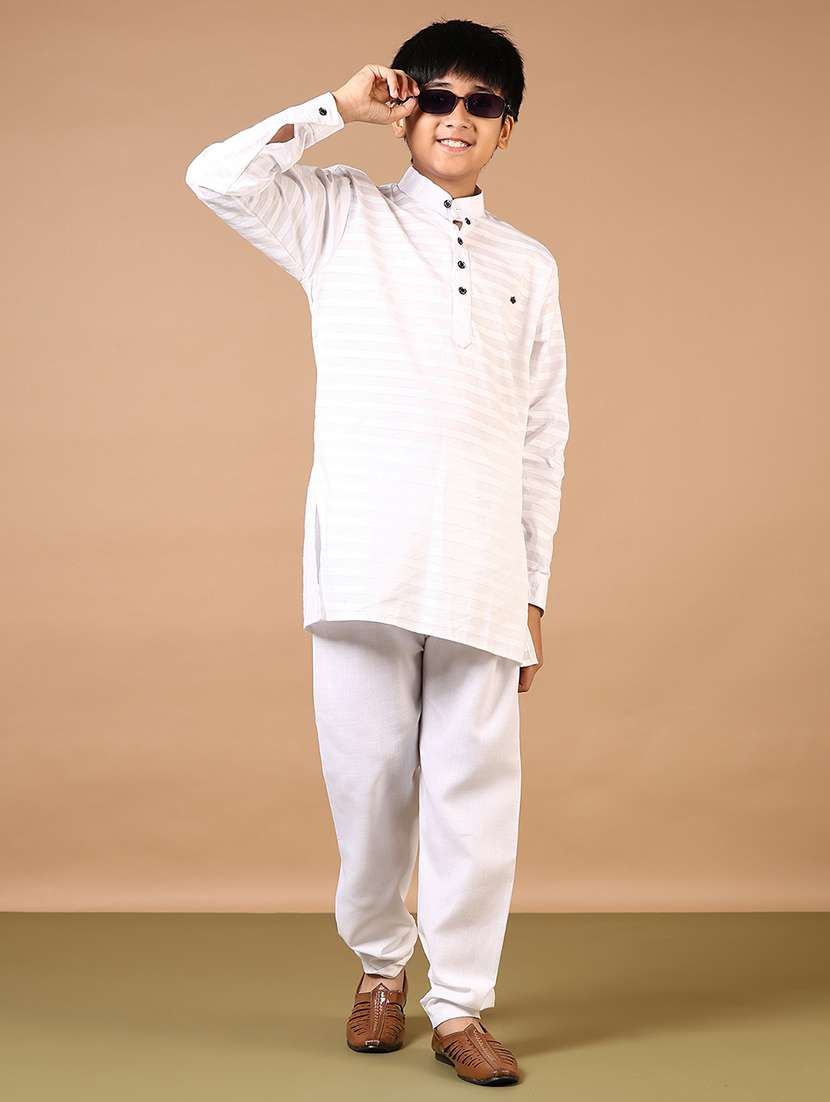 boys striped long sleeve kurta and pyjama set - 22163619 -  Standard Image - 1