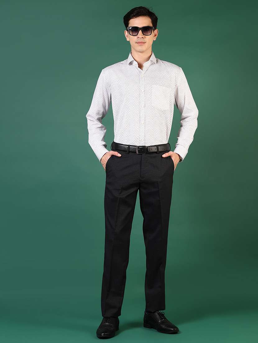 men self design mid rise flat front formal trouser - 22163663 -  Standard Image - 4