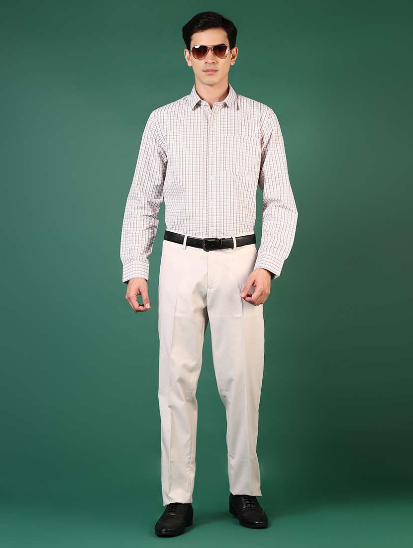 men solid mid rise flat front formal trouser - 22163664 -  Standard Image - 4