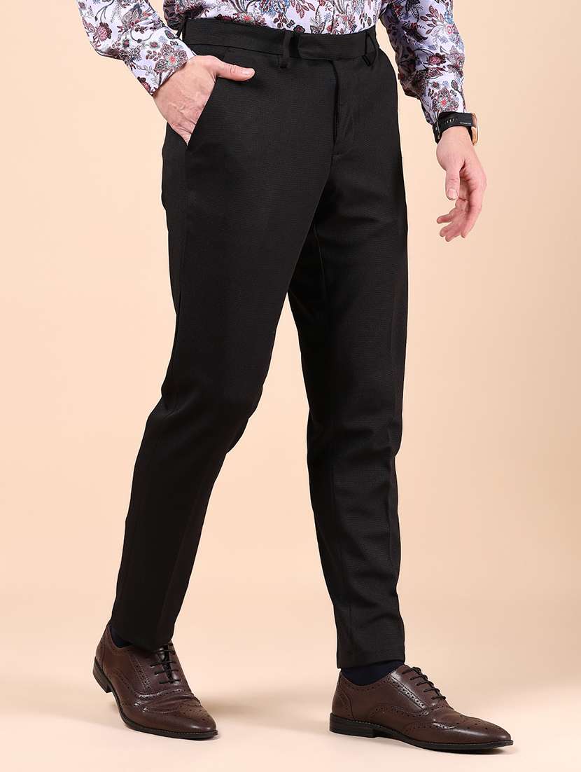 men solid mid rise flat front formal trouser - 22163666 -  Standard Image - 1