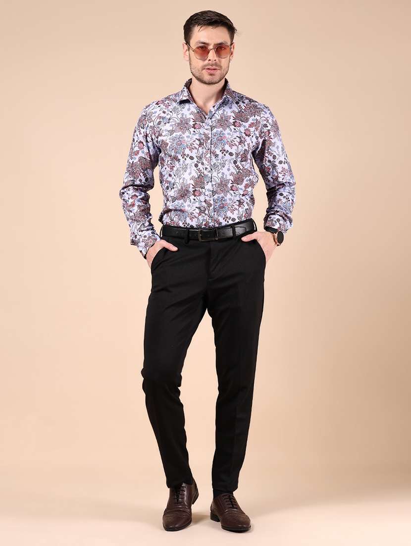 men solid mid rise flat front formal trouser - 22163666 -  Standard Image - 4