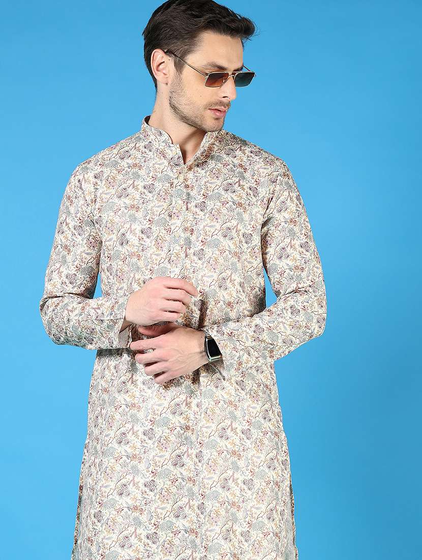 men printed long sleeve kurta and pyjama set - 22163861 -  Standard Image - 4