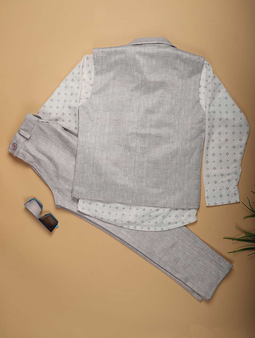 boys checkered long sleeve trouser shirt with waistcoat set - 22163918 -  Standard Image - 1
