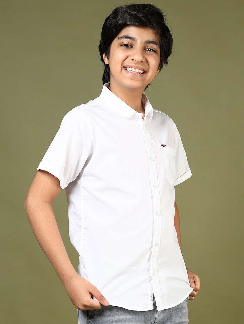 boys solid short sleeve casual shirt - 22163940 -  Standard Image - 1