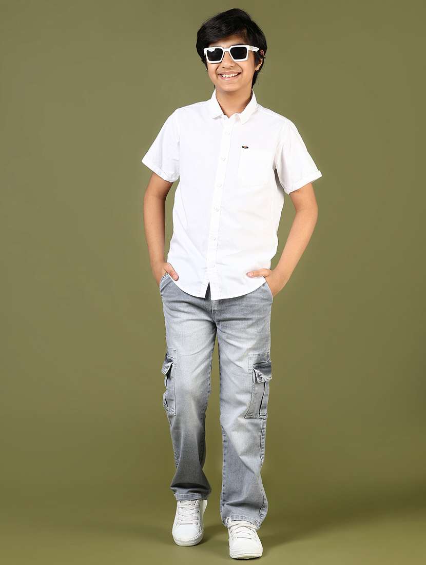 boys solid short sleeve casual shirt - 22163940 -  Standard Image - 4